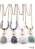 Boho Necklace, RH Antique Brass Green Amazonite Stone Glass